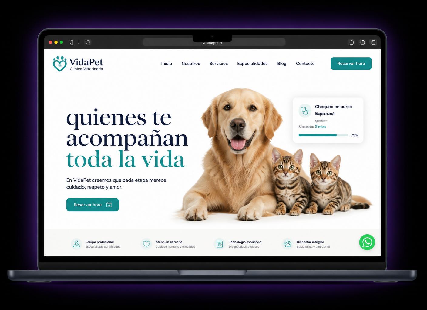 Vista previa de landing page VidaPet diseñada por CGL Estudio Digital